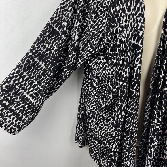 Bleeker & Mcdougal Black White Animal Print Open Cardigan 3/4 Sleeve XL - Picture 3 of 7